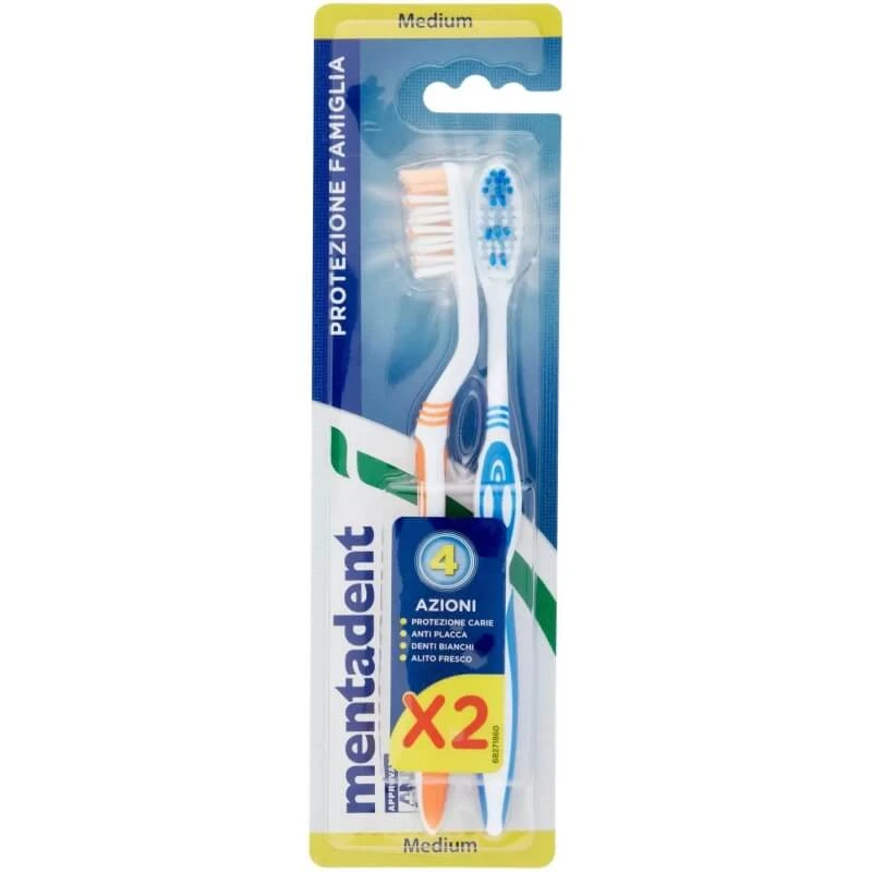 Mentadent Plus-tandenborstel, 1 verpakking met 2 tandenborstels