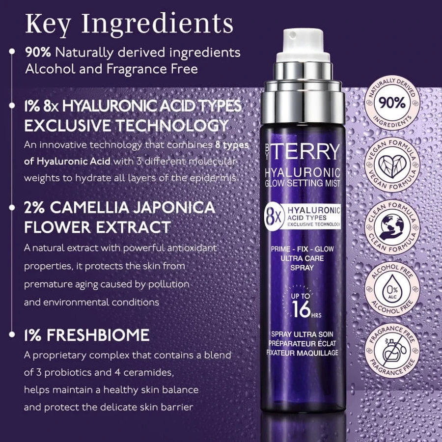 By Terry Hyaluronic Glow Setting Mist - Spray fijador de maquillaje, 100 ml