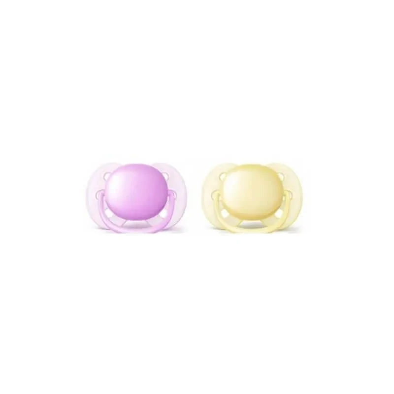 Avent Ultra Soft 0–6 maanden – 2 siliconen fopspenen – roze/geel