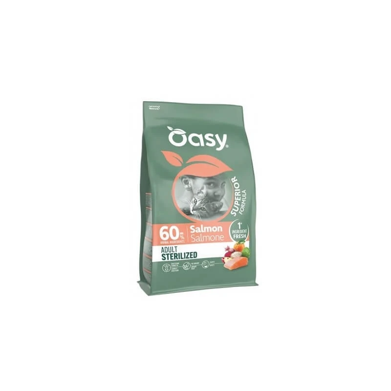 Oasy Superior Formula Adult Sterilized met zalm - Compleet voer voor volwassen gecastreerde of gesteriliseerde katten, 1,5 kg