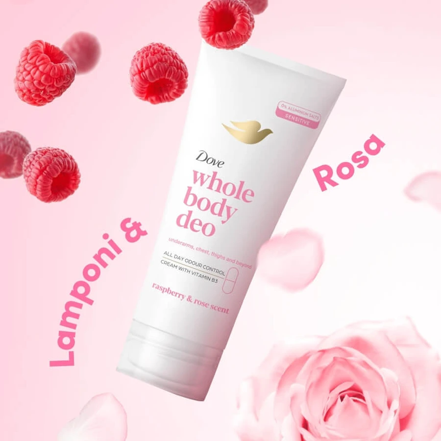 Dove Whole body deo lamponi e rosa - crema deodorante corpo 75 ml