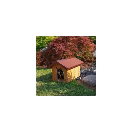 Ferplast Domus mini – odporna na warunki atmosferyczne drewniana buda dla psa z otwieranym dachem i izolowanymi nóżkami, 50 x 65 x wys. 47,5 cm: ceny i cechy