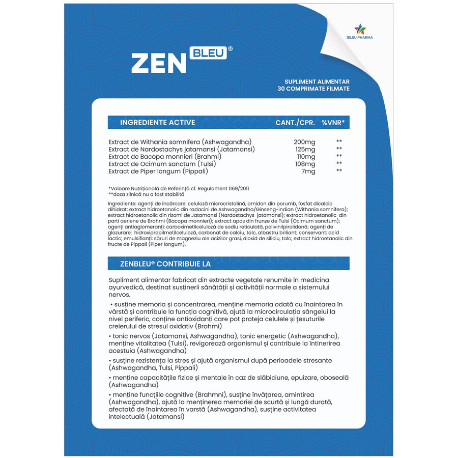 Zenbleu, 30 compresse, Bleu Pharma