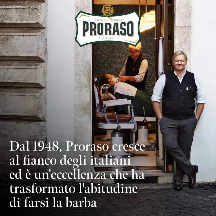 Proraso sapone da barba professionale e rinfrescante con olio di eucalipto e mentolo 150 ml