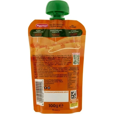 Plasmon Squeeze & Enjoy - Snack de manzana y mango, 100 g