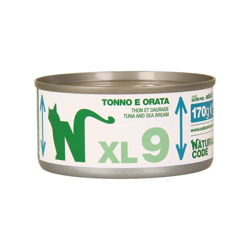 Natural Code XL 9 Tonijn en zeebrasem - Compleet voer voor volwassen katten, 170 g