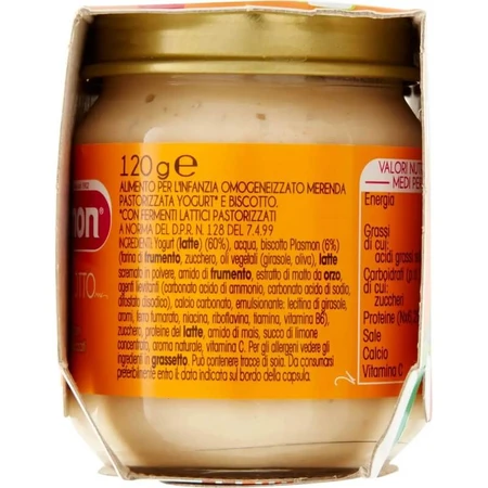 Plasmon Homogenized Yogurt/Cookie, 120 g x 2 pieces