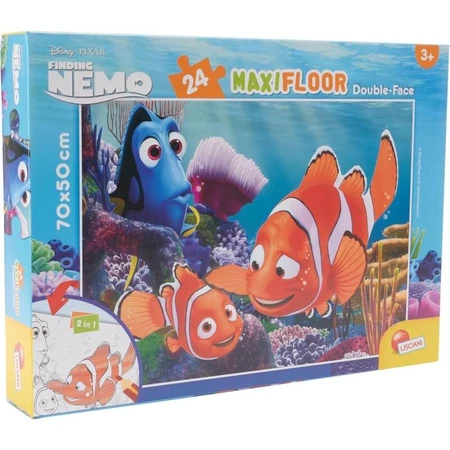Lisciani Disney Nemo - 24-delige maxi-vloerpuzzel, dubbelzijdig, met een kleurplaat op de achterkant