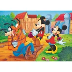 Lisciani Mickey en vrienden dubbelzijdige vloerpuzzel, 108 stukjes, 70 x 50 cm