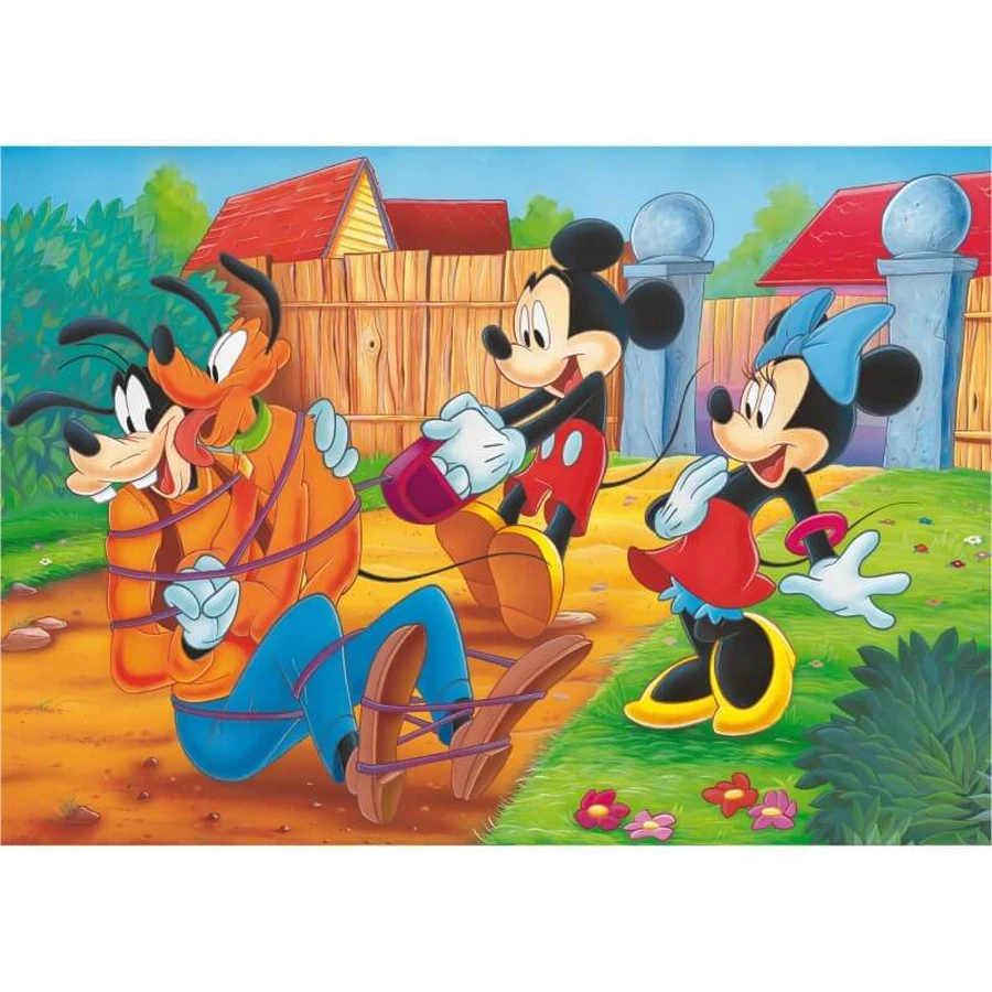 Lisciani Mickey en vrienden dubbelzijdige vloerpuzzel, 108 stukjes, 70 x 50 cm