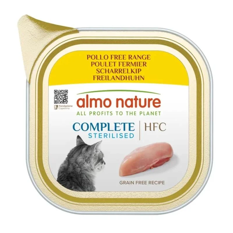 Almo Nature HFC Complete Sterilized Free-Range Chicken – Alleinfutter-Nassfutter für sterilisierte Katzen, 85 g