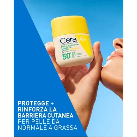 Cerave Zonnebrandcrème voor het gezicht SPF 50+ Fluid voor een matte huid, onzichtbaar, zeer hoge bescherming, 50 ml