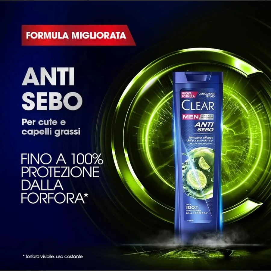 Clear Anti-Sebum - Anti-roos shampoo voor vet haar, 225 ml