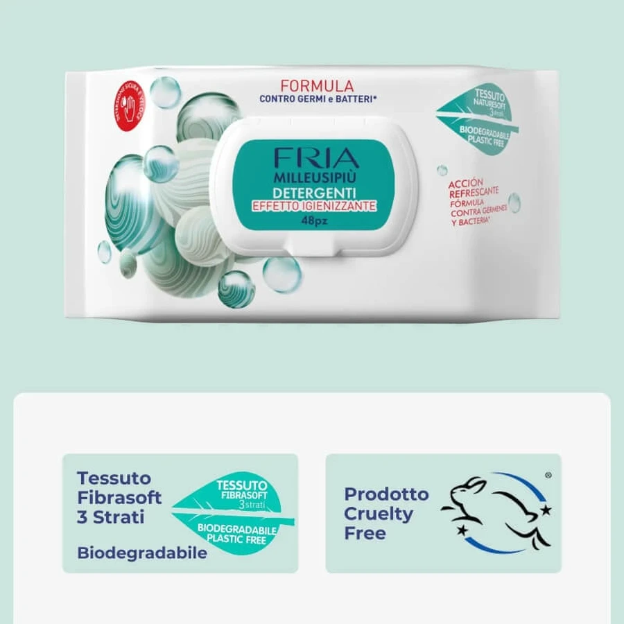 Fria Milleusipiù – 48 antibakterielle Desinfektionstücher