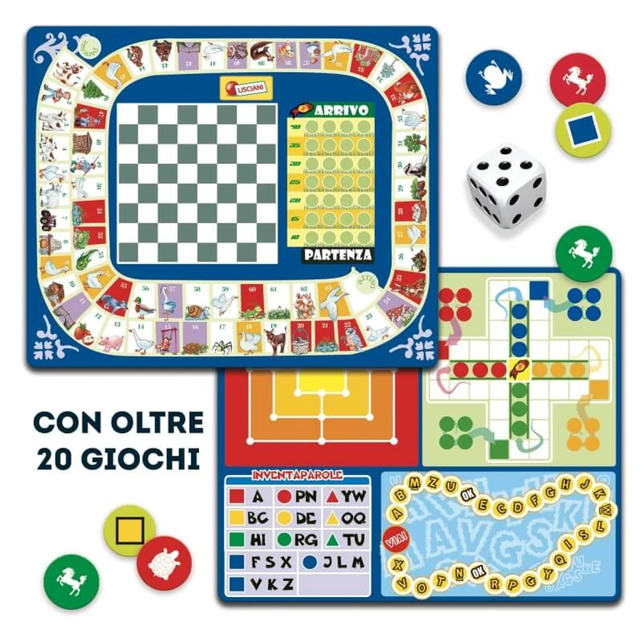 Lisciani Speelkamer-spelset — meer dan 20 spellen en 12 bordspellen voor kinderen vanaf 6 jaar