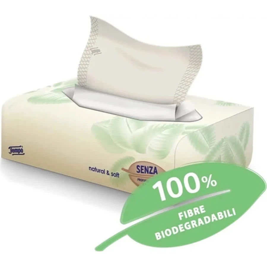 Tempo Natural &amp; Soft - caja de 70 pañuelos de papel naturales y suaves