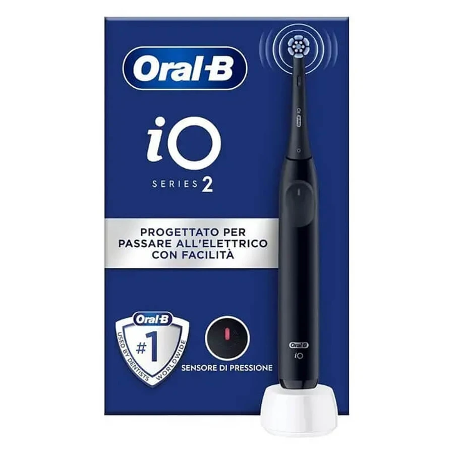 Oral b io 2 - spazzolino elettrico nero con testina di ricambio