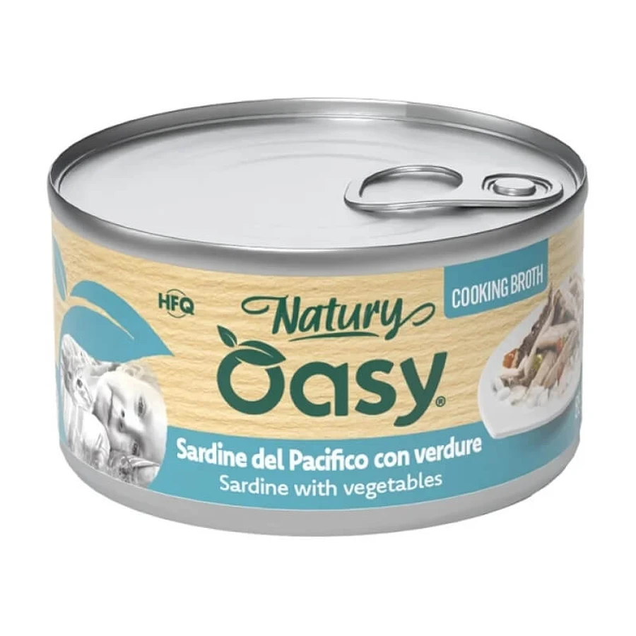 Oasy Wet Cat Natury Sardinas con verduras - Comida húmeda para gatos adultos, 85 g