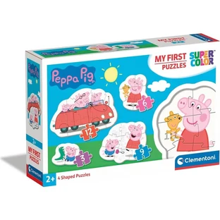 Clementoni Supercolor Mijn eerste Peppa Pig-puzzel – 4 puzzelstukjes in verschillende vormen, vanaf 2 jaar