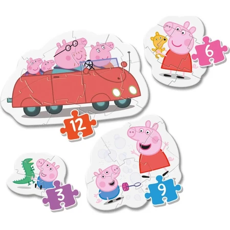 Clementoni Supercolor Mijn eerste Peppa Pig-puzzel – 4 puzzelstukjes in verschillende vormen, vanaf 2 jaar