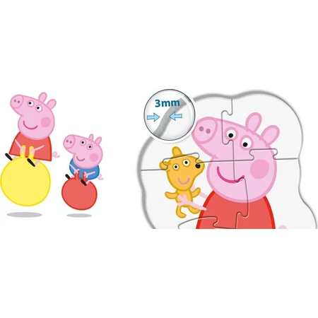 Clementoni Supercolor Mijn eerste Peppa Pig-puzzel – 4 puzzelstukjes in verschillende vormen, vanaf 2 jaar