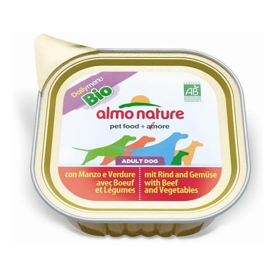 Almo Nature Daily biologisch menu met rundvlees en groenten – Biologisch natvoer voor volwassen honden, 100 g