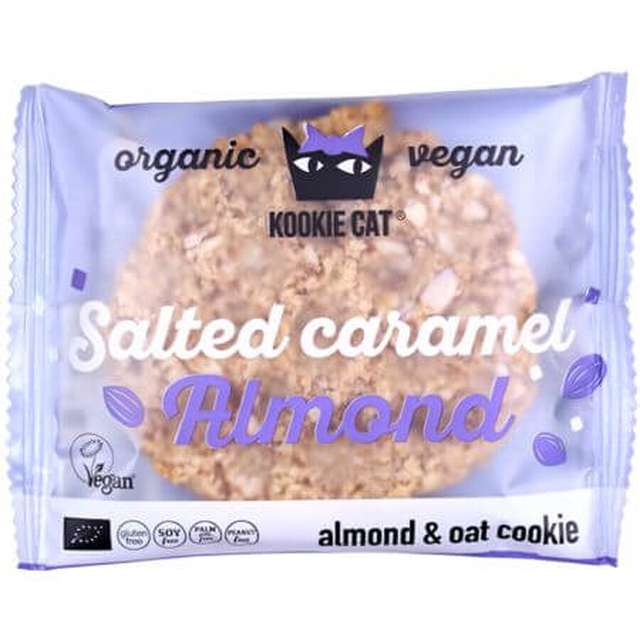 Biscuit bio sans gluten aux amandes et au caramel salé, 50 g, Kookie Cat