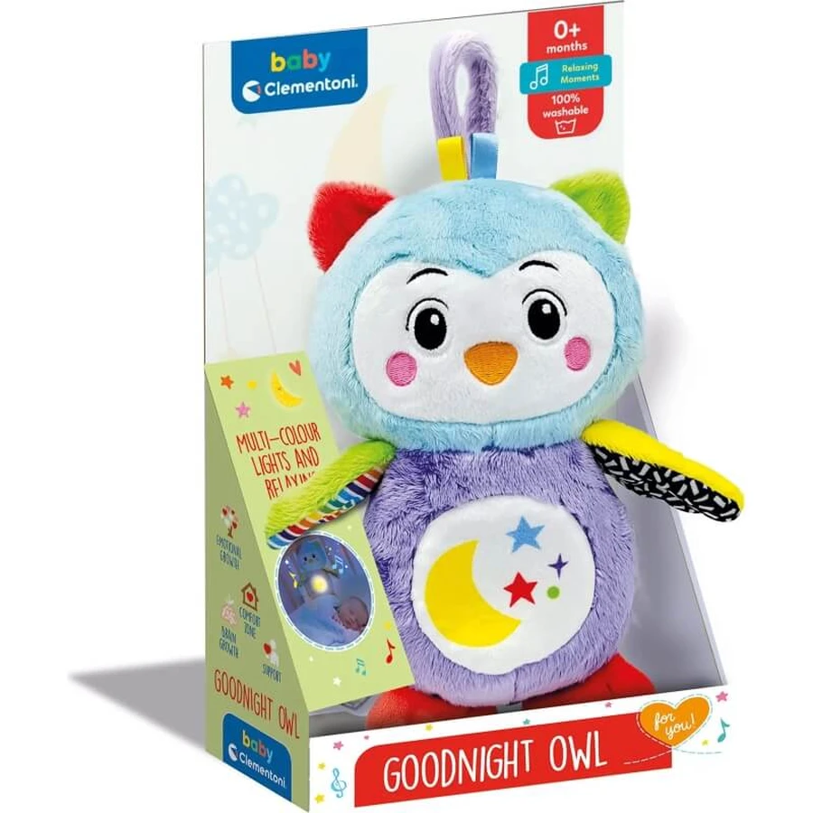 Clementoni Good Night Owl – Interaktives Plüschtier mit Nachtlicht 17801
