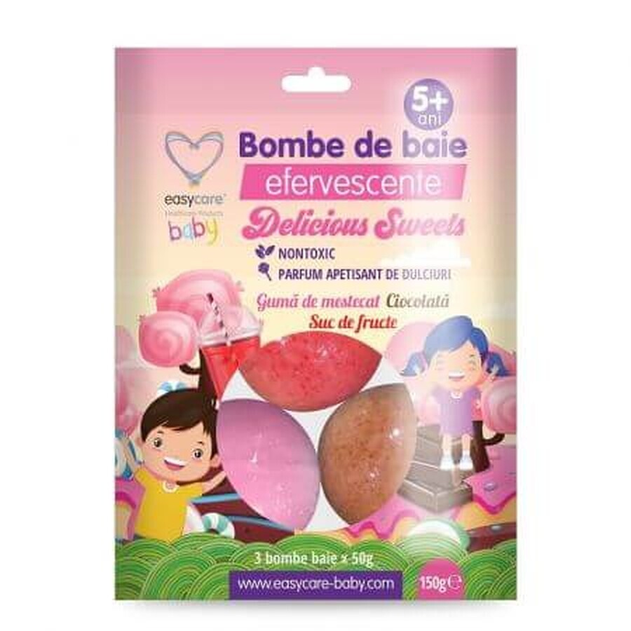 Bombe de bain effervescente pour bébé Delicious Sweets, 3 pièces, Easycare Baby