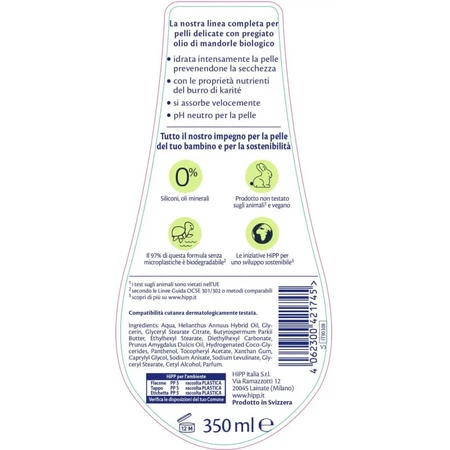 Hipp baby - latte idratante per pelli sensibili 350 ml
