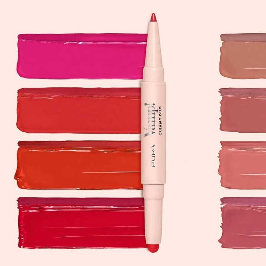 Pupa Vamp! Creamy Duo - Contour-lippotlood &amp; glanzende lippenstift nr. 012 Cherry Red