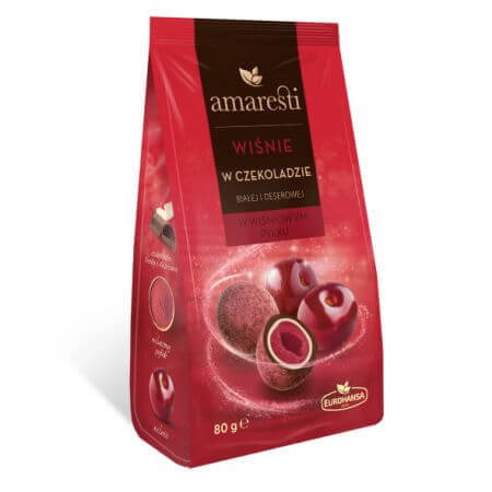 Cerezas Amaresti en mezcla de chocolate blanco y negro, 80g, Eurohansa