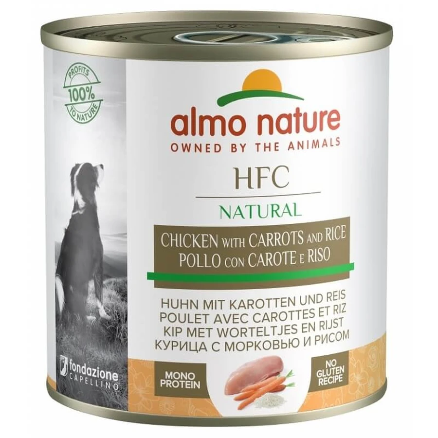 Almo Nature HFC Natuurlijke kip met wortelen en rijst - Natvoer voor volwassen honden, 280 g