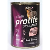 Prolife Getreidefreies Hundefutter für ausgewachsene Hunde mit Schweinefleisch und Kartoffeln – Alleinfuttermittel für empfindliche mittelgroße und große Hunde, 400 g
