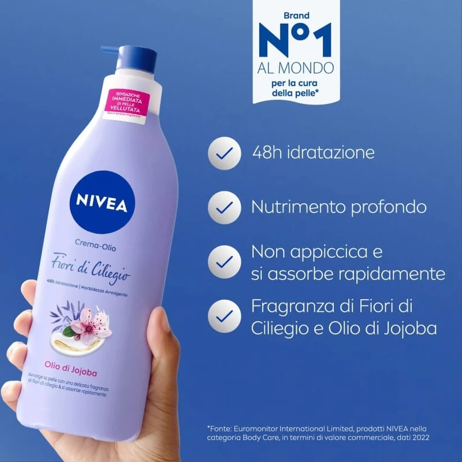 Nivea Flor de cerezo y aceite de jojoba - Crema corporal en aceite para piel normal y seca, 400 ml