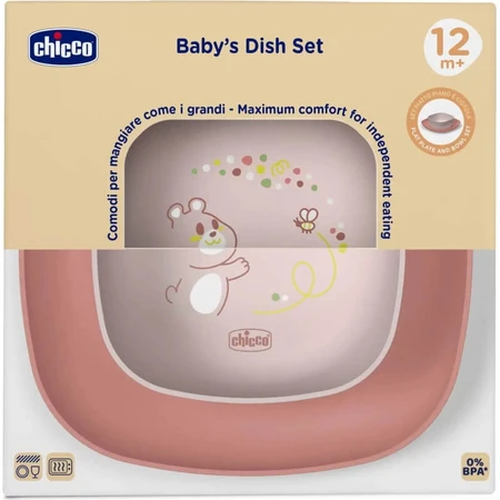 Chicco baby dish set - set di piatti 12m+ rosa