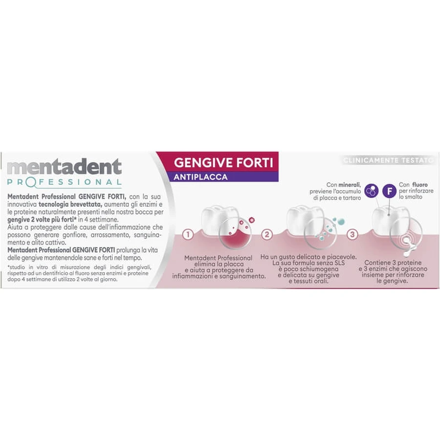 Mentadent Professional Strong Gums - Tandpasta tegen tandplak en tandsteen, 75 ml