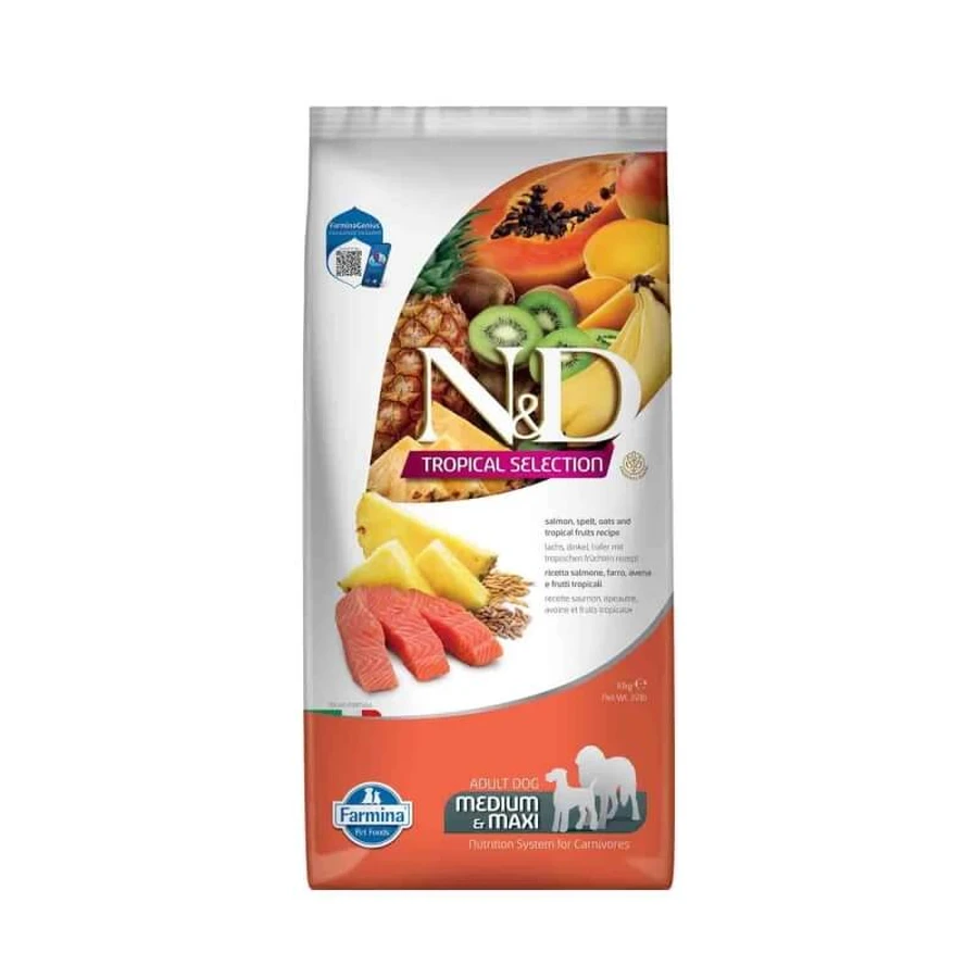 Farmina N&amp;d Tropical Selection Dog Adult Medium Maxi Salmon - Compleet voer voor middelgrote tot grote honden, 10 kg