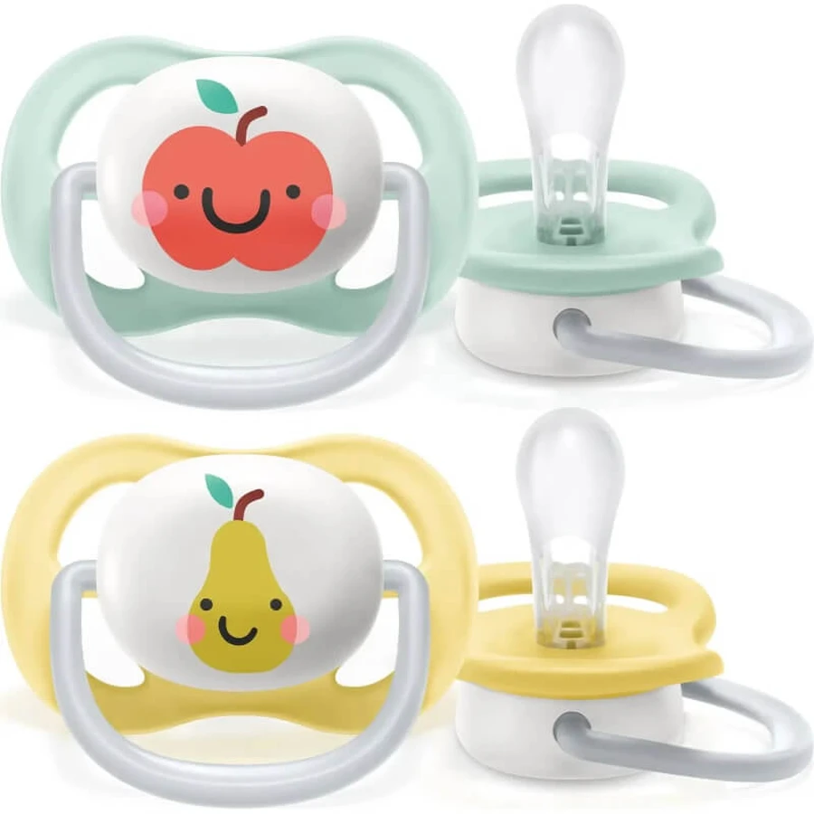 Avent Ultra Air Happy 0-6 maanden - 2 siliconen fopspenen - fruit