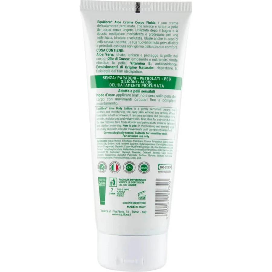 Equilibra Aloe - Crème apaisante fluide pour le corps 200 ml
