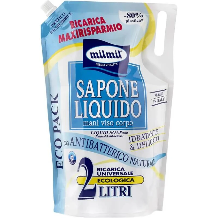 Savon liquide nourrissant et doux Mil mil pour les mains, le visage et le corps - Recharge de 2 litres