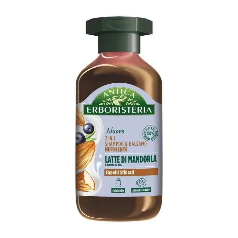 Antica Erboristeria 2-in-1 voedende shampoo en conditioner met amandelmelk voor droog en broos haar, 250 ml
