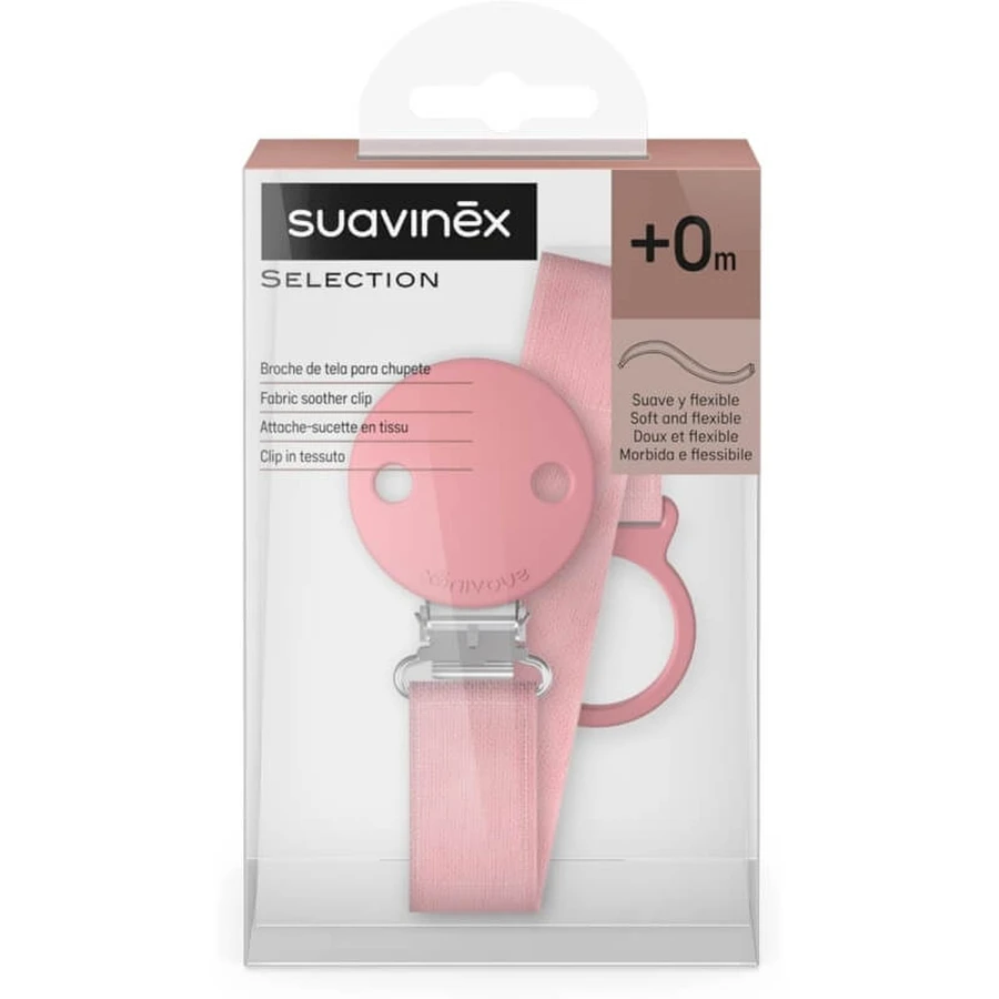 Suavinex Wonder - Fopspeenclip van stof, roze ontwerp