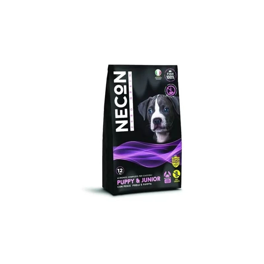 Necon Zero Grain Puppy Pet Food with Fish, Peas, and Fava Beans - Complete Grain-Free Puppy Food, 12 kg