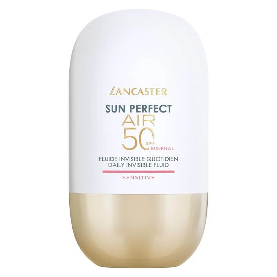 Lancaster Sun Perfect Air Face Sunscreen 50 SPF Dagelijkse onzichtbare vloeibare zonnebrandcrème voor hoge bescherming, 40 ml