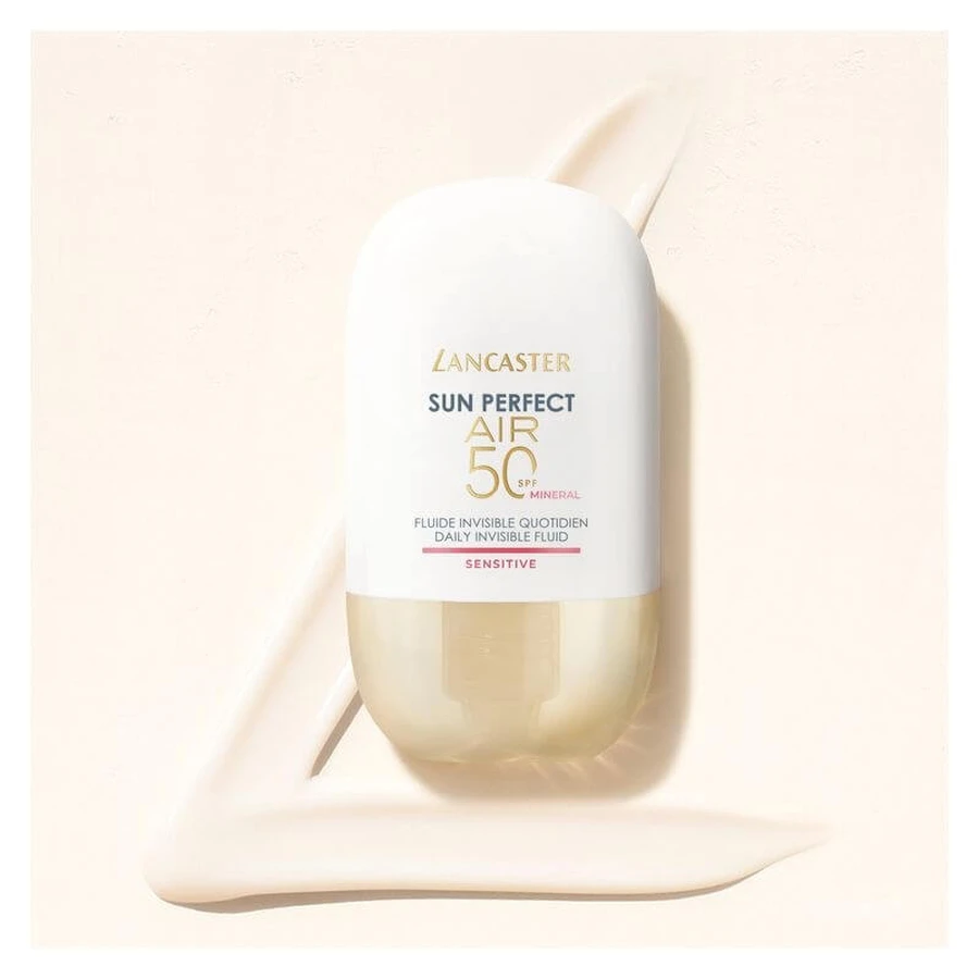 Lancaster Sun Perfect Air Face Sunscreen 50 SPF Dagelijkse onzichtbare vloeibare zonnebrandcrème voor hoge bescherming, 40 ml
