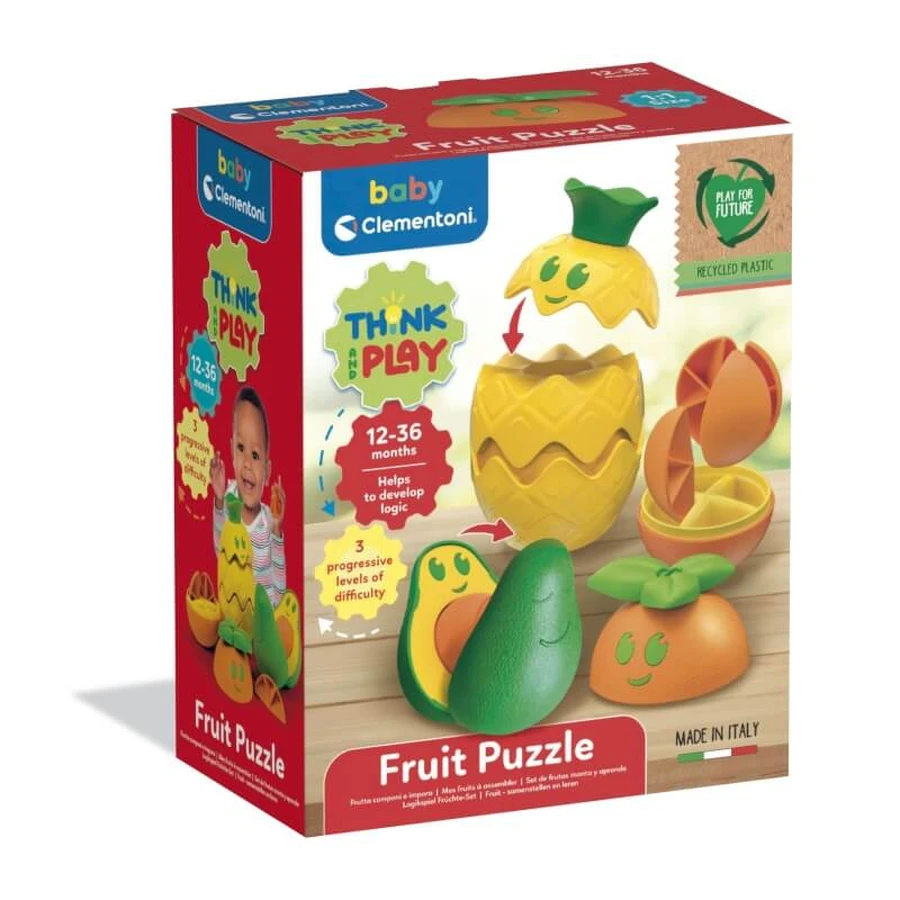 Clementoni Baby Clementoni Fruitpuzzel – 3 fruitstukjes om in elkaar te passen, 12–36 maanden
