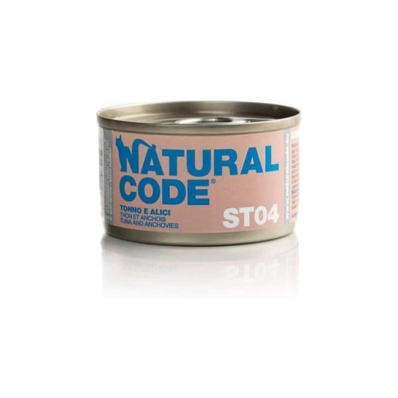 Natural Code St04 Tonijn en ansjovis - Aanvullend voer voor gesteriliseerde of gecastreerde katten, 85 g