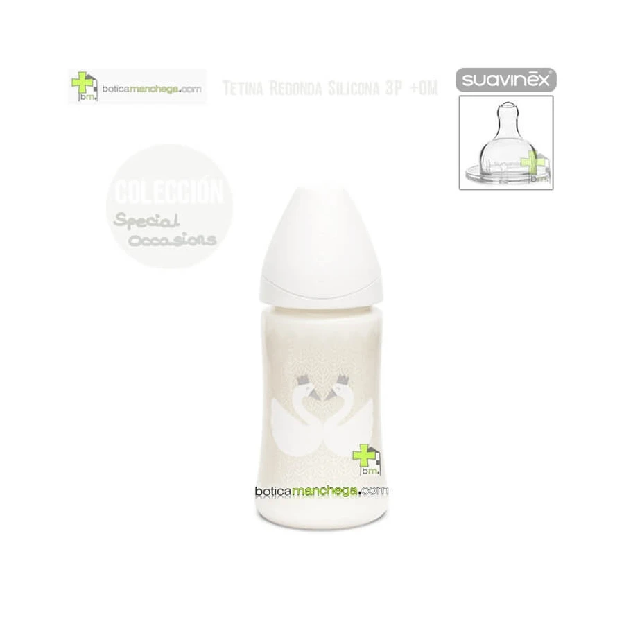 Suavinex Special - Silicone Baby Bottle with 3-Position Nipple, 0m+, 270 ml