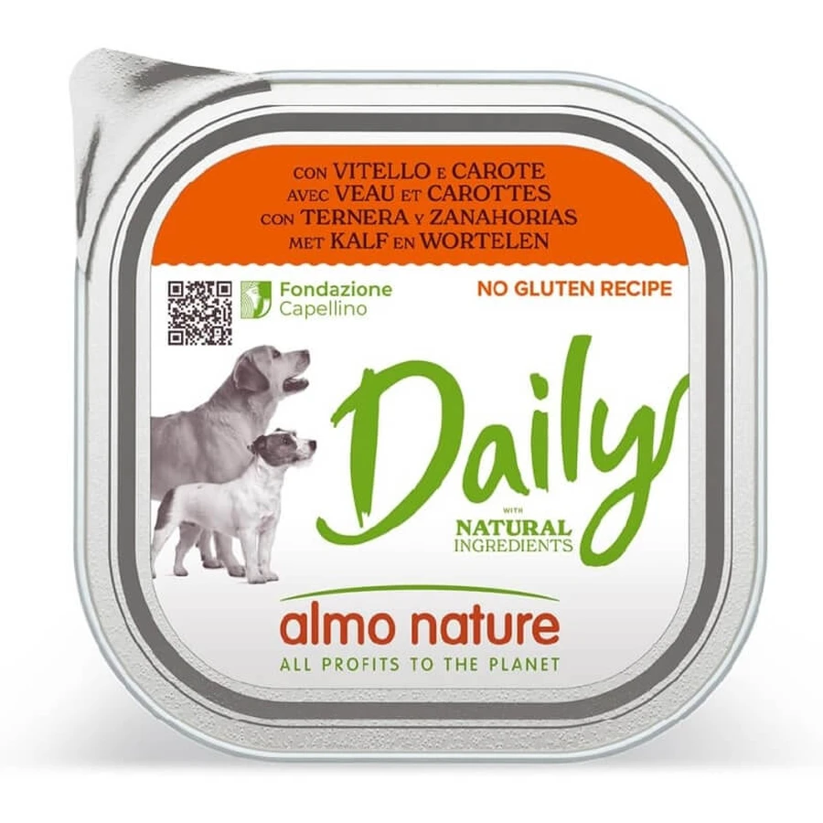 Almo Nature Daily Menu Kalfsvlees en wortelen - Natvoer voor volwassen honden, 300 g